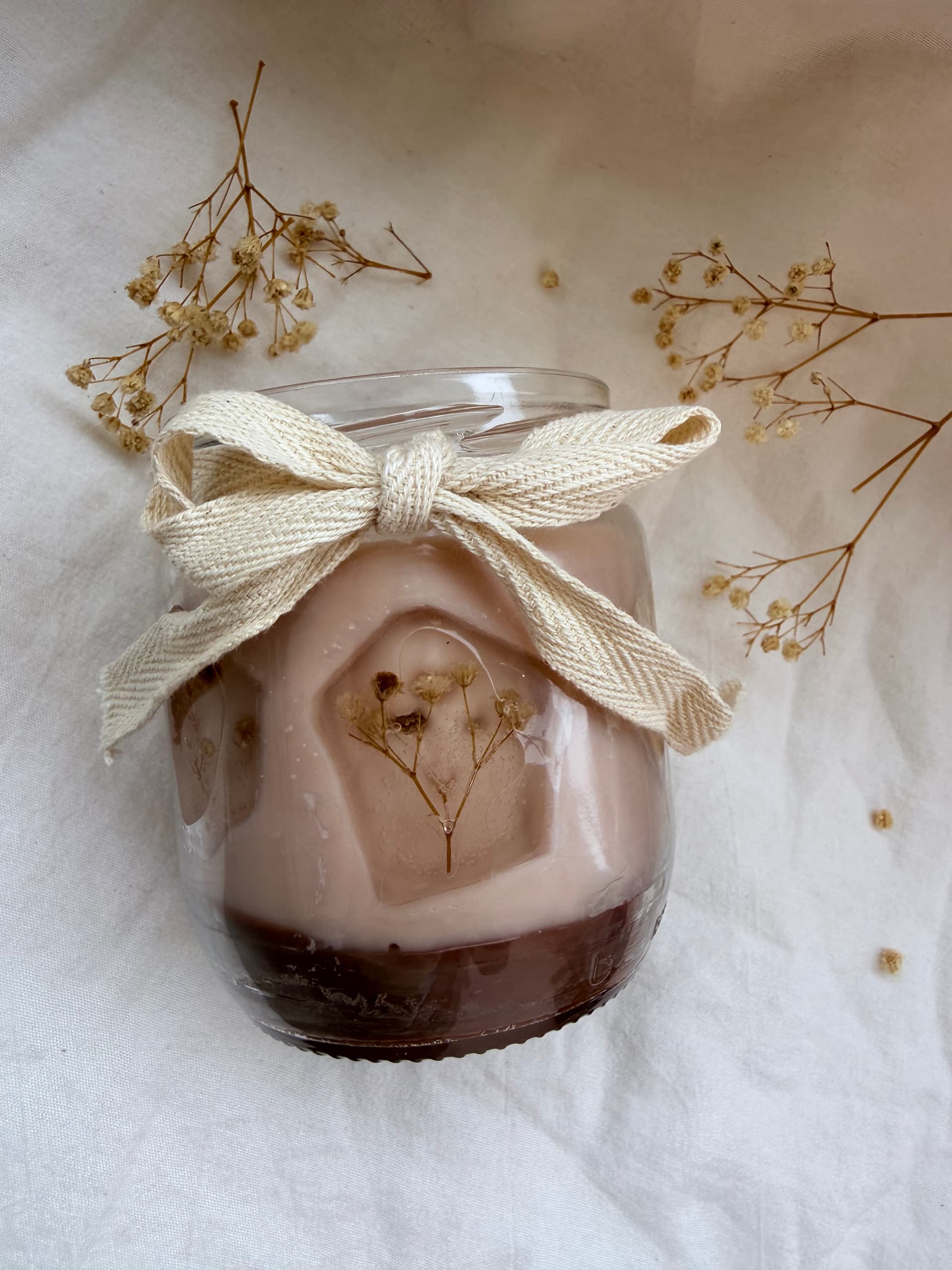 Kuru Çiçekli Kavanoz Mum